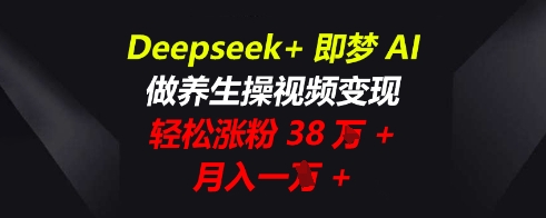 Deepseek+即梦AI,做养生操视频变现,轻松涨粉38W+,月入一W+-小y轻创