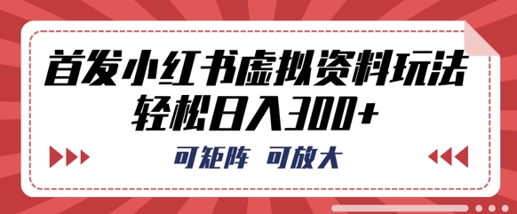 首发小红书虚拟资料玩法，可矩阵，可放大，轻松日入3张-小y轻创