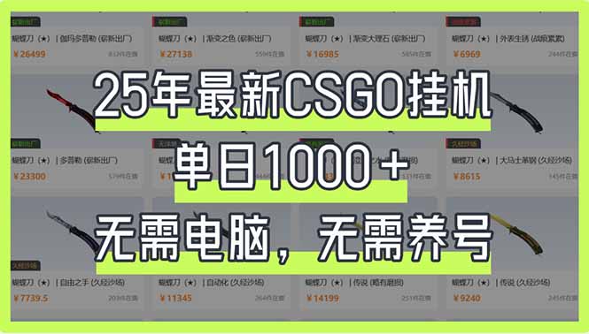 （14178期）25年最新CSGO挂机系统，单日1000+，无需电脑，无需养号，0基础可上手-小y轻创