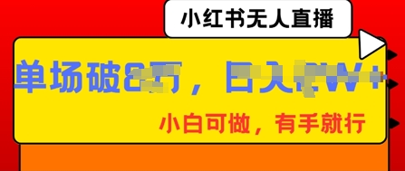 小红书无人直播，纯小白可做，有手就行，单场直播销售额破8w-小y轻创