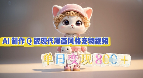 AI制作Q版现代漫画风格宠物视频，单日变现几张-小y轻创