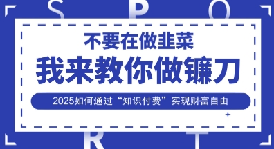 韭菜生涯终结者,我来教你做镰刀,2025如何通过“知识付费”实现财F自由【揭秘】-小y轻创