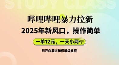 哔哩哔哩暴力拉新：2025年新风口，一单12元，一天数张(附开白渠道和保姆级教程)-小y轻创