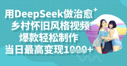 用DeepSeek做治愈乡村怀旧风格视频,爆款轻松制作,当日最高变现多张-小y轻创
